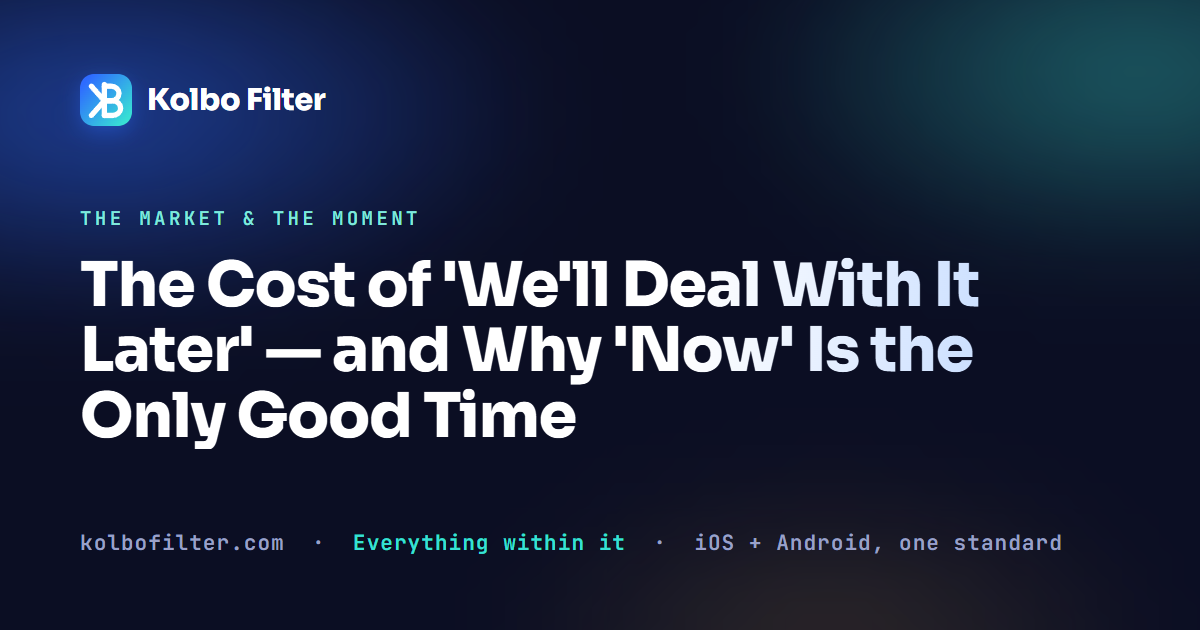 The Cost of 'We'll Deal With It Later' — and Why 'Now' Is the Only Good Time
